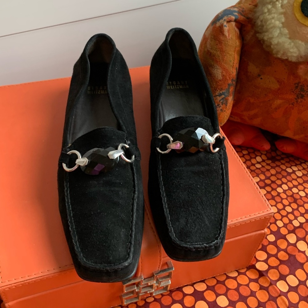 Stuart Weitzman Black Suede Flats Loafers - Picture 4 of 8